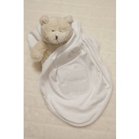 Bestickte Baby Junge Besondere Anlässe Personalisierte Weiße Baby-Decke Weiße Empfangende Decke Taufbaby-Decke von MyLolliflopsLLC