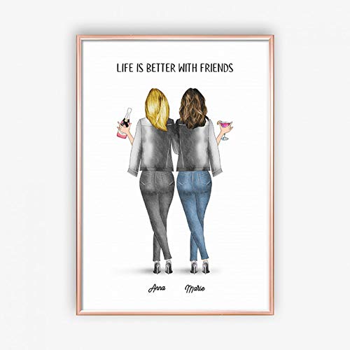 2 Freundinnen Memory Poster | Personalisiertes Geschenk für deine Beste Freundin (DIN A3) von MyMagicMemory