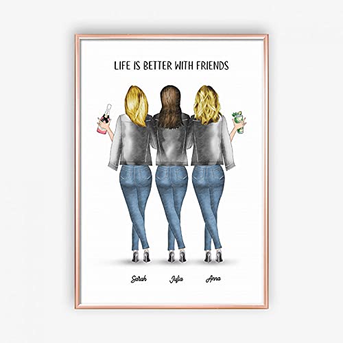 3 Freundinnen Memory Poster | Personalisiertes Geschenk für deine Beste Freundin (DIN A4) von MyMagicMemory