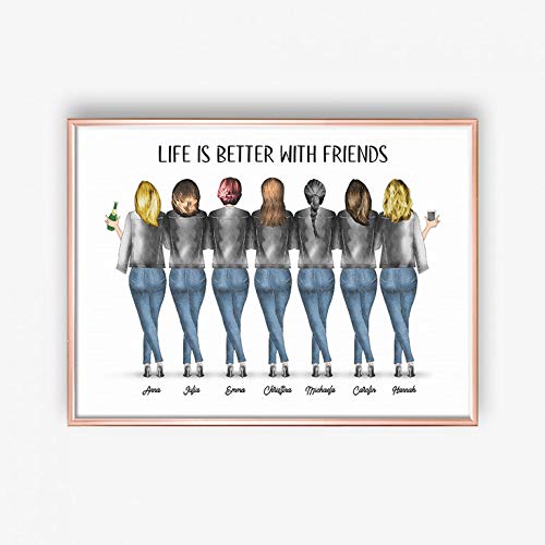 7 Freundinnen Memory Poster | Personalisiertes Geschenk für deine Beste Freundin (DIN A4) von MyMagicMemory
