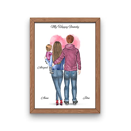 Familie mit Kind auf dem Arm Memory Poster | Personalisiertes Geschenk für Familie mit einem Kind (DIN A4) von MyMagicMemory