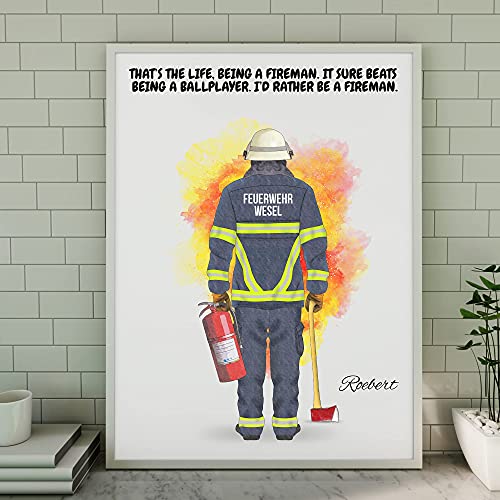 MyMagicMemory Feuerwehrmann Memory Poster | Individuelle Plakat Personalisiert | Feuerwehr Geschenk (DIN A2) von MyMagicMemory