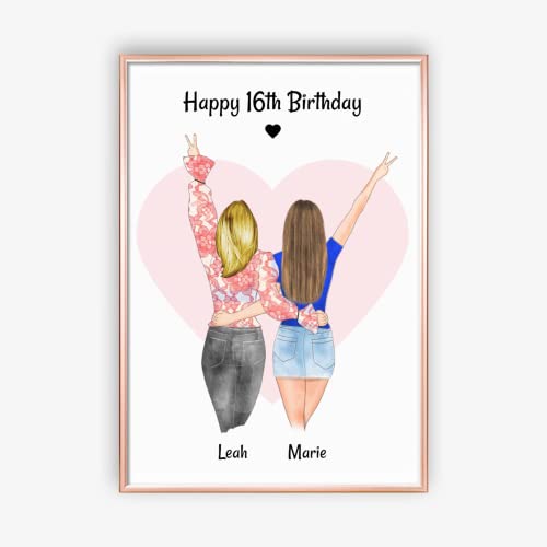 MyMagicMemory Geburtstag Beste Freunde - Personalisiertes Poster | Perfektes und anpassbares Geschenk für Sie und Ihre besten Freunde | Erstelle dein eigenes Poster (DIN A4) von MyMagicMemory