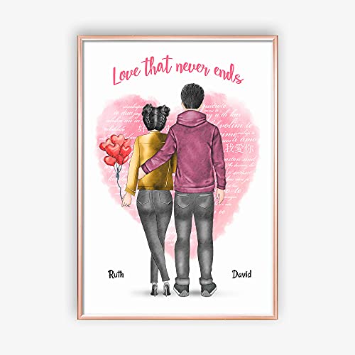 Love that never ends Memory Poster | Liebe, die niemals endet Memory-Kunstwerke | Personalisiertes Geschenk für Sie und Ihn (DIN A4) von MyMagicMemory