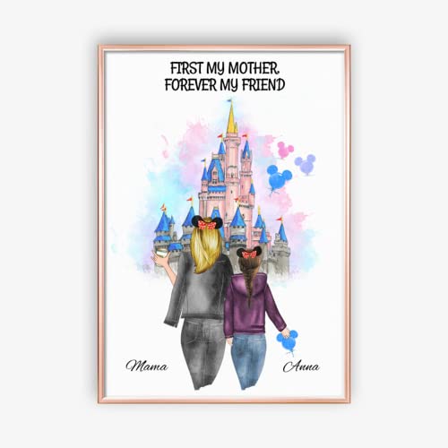 Mutter und Tochter Disneyland Memory Poster | Perfektes und personalisiertes Geschenk für Sie und Ihre Mutter | Passen Sie Ihr eigenes Poster an (DIN A4) von MyMagicMemory