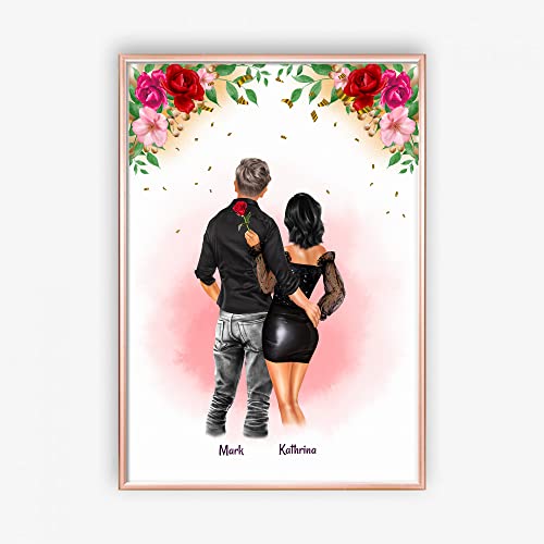 MyMagicMemory Personalisiertes Poster Pärchen | Paar Plakat | Liebespaar Poster | Freund und Freundin | Valentinstag Poster | Individuell konfigurierbar von MyMagicMemory