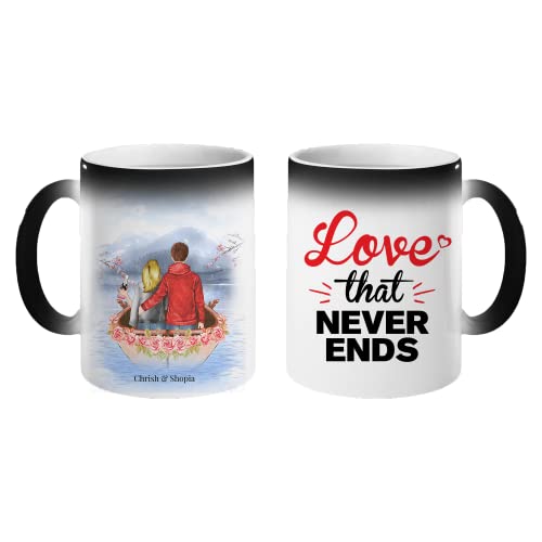 Zaubertasse „Paar im Boot der Liebe“ – perfektes personalisiertes Geschenk für Sie und Ihn – Geschenke für Männer und Frauen – Cappuccino-Tassen – Zaubertasse für Paare von MyMagicMemory