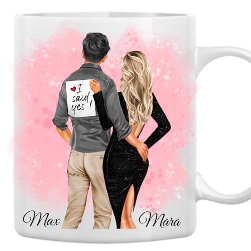 Personalisierte Pärchen Liebes Couple Tasse – Unvergleichliches Geschenk für Partner, Jahrestag, Verlobung, Schwangerschaft,Eltern werden und Valentinstag – Mit Liebe gestaltet von MyMagicMemory