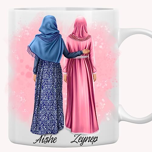 Personalisierte Tasse Beste Freundinnen | Muslimische Beste Freundin Tasse | Islamische Schwester | Beste Freundin mit Kopftuch | Hijab Schwestern Tasse | Islam (2 Freunde) von MyMagicMemory