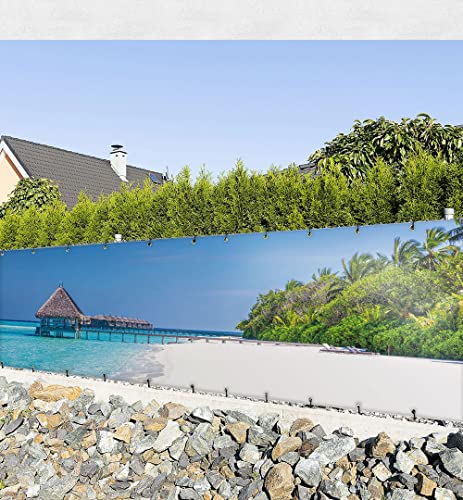MyMaxxi Balkon Sichtschutz | Strand 01 3 x 1,2m | Abdeckung für Terrasse Balkon | Windschutz Sonnenschutz Blickdicht | Balkonverkleidung wetterfest Sichtschutz Zaun | Verkleidung von MyMaxxi