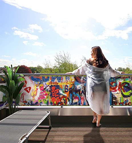 MyMaxxi Balkonbanner Sichtschutz - Bunte kreative Graffiti Wand - Abdeckung für Terrasse Balkon - Windschutz Sonnenschutz Blickdicht - Balkonverkleidung wetterfest Sichtschutz Balkon - Verkleidung - von MyMaxxi
