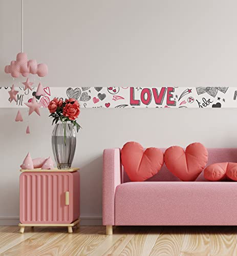 MyMaxxi | Bordüre | Love 300 x 20cm | Wandbordüre Wandtattoo | Tapetenbordüre aus Tapetenvlies | Dekoration für Ihr Badezimmer Wohnzimmer Küche von MyMaxxi