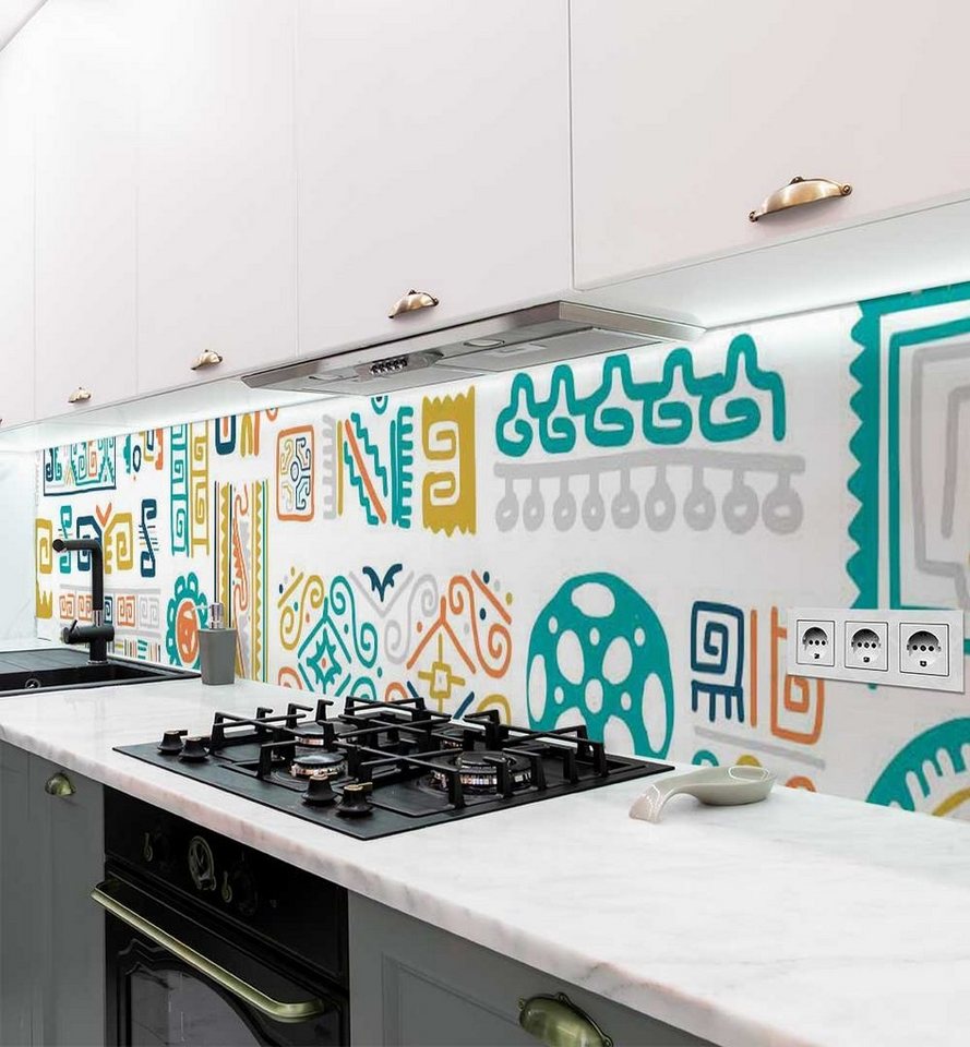 MyMaxxi Dekorationsfolie Küchenrückwand Bunte Symbole selbstklebend Spritzschutz Folie von MyMaxxi