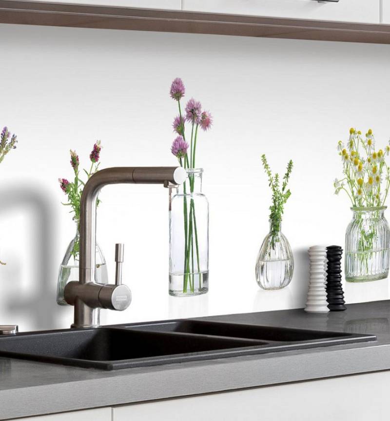 MyMaxxi Dekorationsfolie Küchenrückwand selbstklebend Pflanzen in Vase Spritzschutz Folie, (Klebefolie passend geschnitten und gerollt) von MyMaxxi