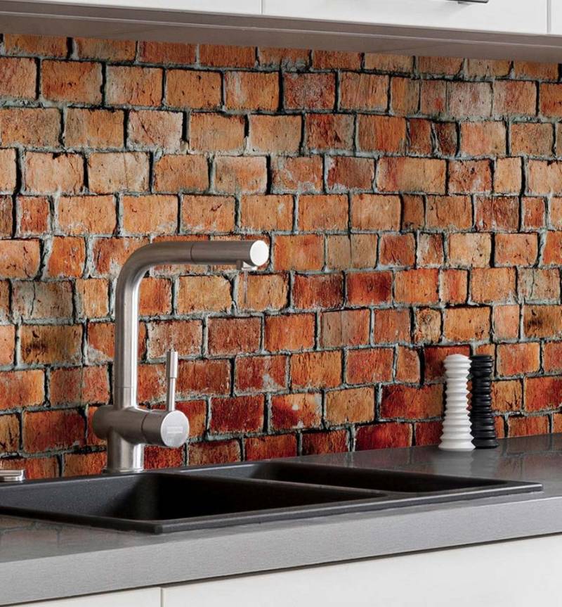 MyMaxxi Dekorationsfolie Küchenrückwand selbstklebend Backsteine rot Spritzschutz Folie, (Rote Backsteine, 1St.}, Klebefolie Küchenrückwand aufgerollt Folie 0,2mm), Selbstklebend 60 x 60cm von MyMaxxi