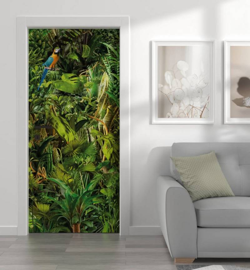 MyMaxxi Dekorationsfolie Türtapete Türposter selbstklebend Dschungel Papagei Türaufkleber, (Dschungel Papagei, 1St.}, Klebefolie Tür aufgerollt), Selbstklebend von MyMaxxi