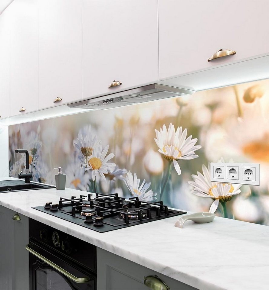MyMaxxi Dekorationsfolie Küchenrückwand Blumen Margeriten selbstklebend Spritzschutz Folie von MyMaxxi