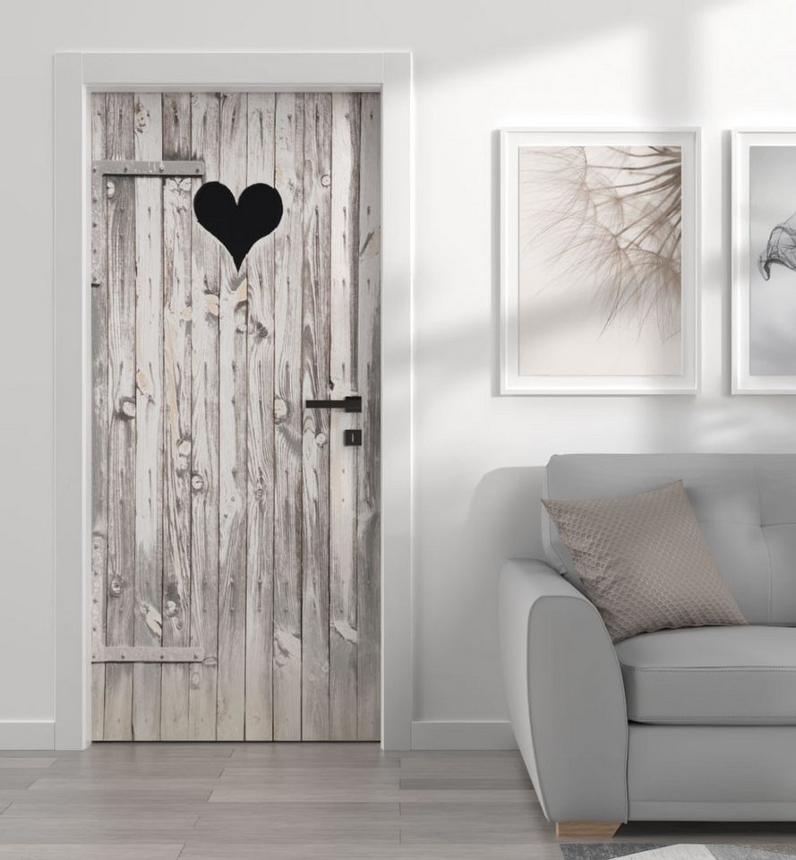 MyMaxxi Dekorationsfolie Türtapete Türposter selbstklebend Klotür Herz links Türaufkleber, (Stil 74 Anschlag Links, 1St.}, Klebefolie Tür aufgerollt), Selbstklebend von MyMaxxi