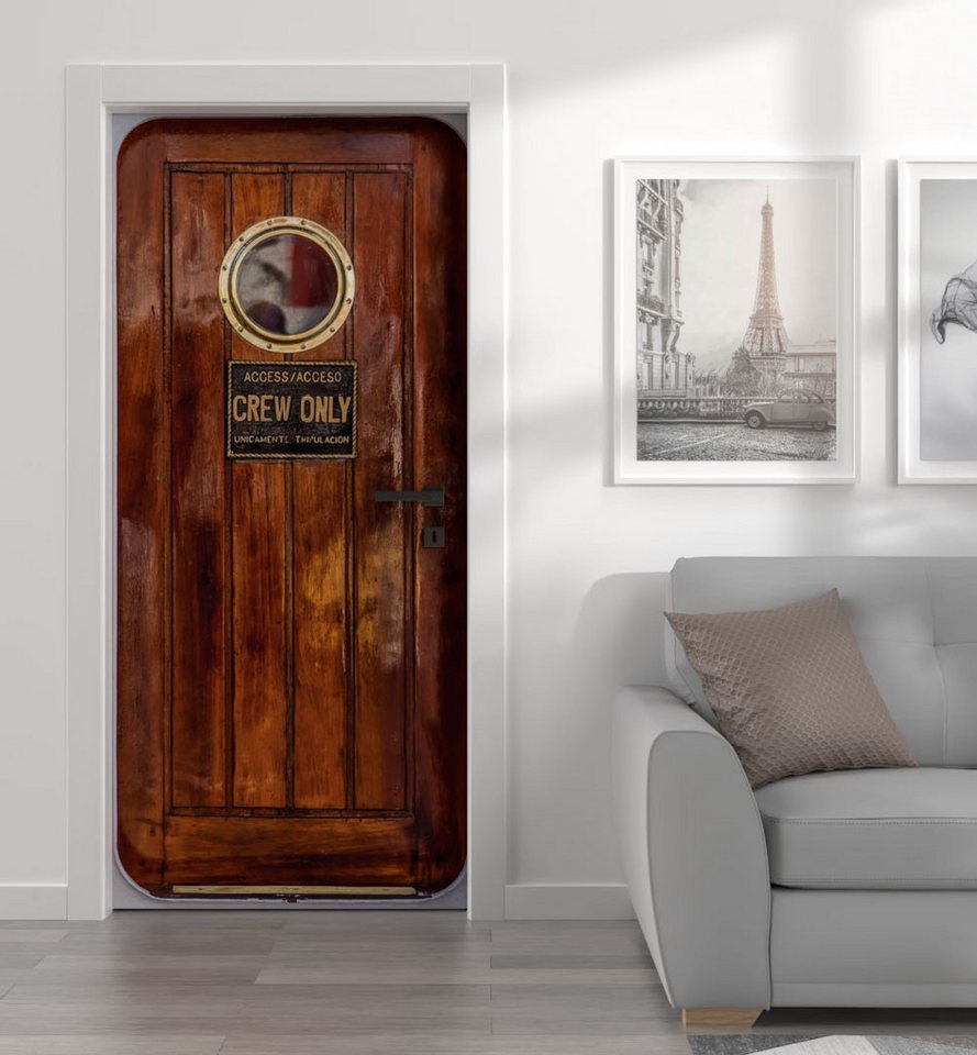 MyMaxxi Dekorationsfolie Türtapete Türposter selbstklebend Schiffstür links Türaufkleber, (Stil 82 Anschlag Links, 1St.}, Klebefolie Tür aufgerollt), Selbstklebend von MyMaxxi