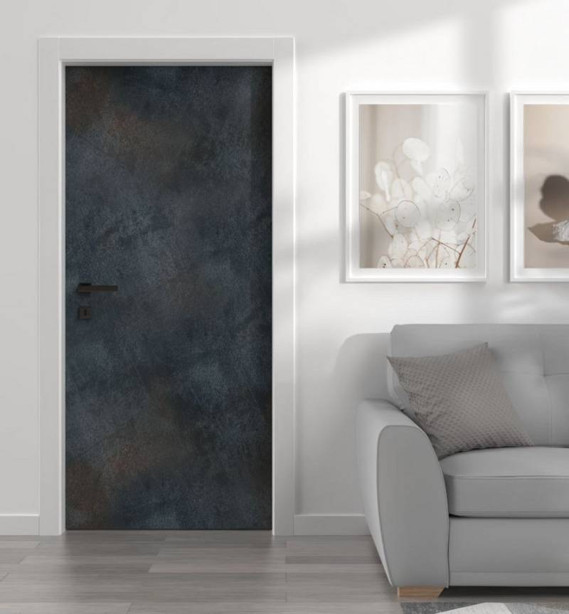 MyMaxxi Dekorationsfolie Türtapete Türposter Türfolie selbstklebend Stahl dunkel Türaufkleber, (Stahl dunkel, 1St.}, Klebefolie Tür aufgerollt), Selbstklebend von MyMaxxi