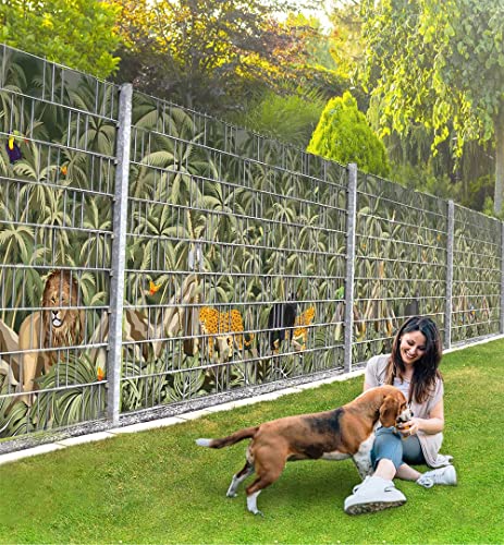 MyMaxxi Felder Zaunsichtschutz | Jungle F2 9 Streifen |viele Felder kombinierbar | Sichtschutzstreifen für Doppelstabmattenzaun | Windschutz Sonnenschutz Blickdicht | Sichtschutz Garten | Sichtschutz von MyMaxxi
