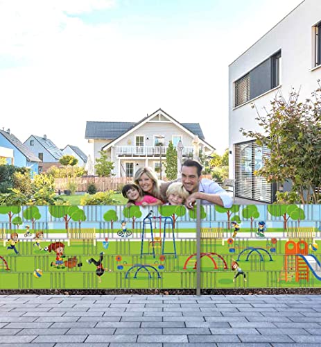 MyMaxxi Felder Zaunsichtschutz | Playing Kids F2 5 Streifen |viele Felder kombinierbar | Sichtschutzstreifen für Doppelstabmattenzaun | Windschutz Sonnenschutz Blickdicht | Sichtschutz Garten von MyMaxxi
