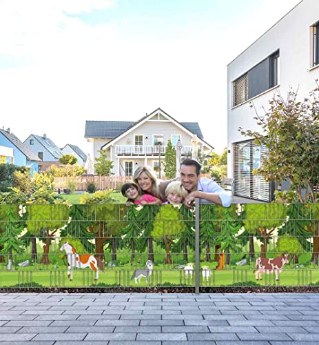 MyMaxxi Felder Zaunsichtschutz | Wald F1 5 Streifen |viele Felder kombinierbar | Sichtschutzstreifen für Doppelstabmattenzaun | Windschutz Sonnenschutz Blickdicht | Sichtschutz Garten | Sichtschutz von MyMaxxi