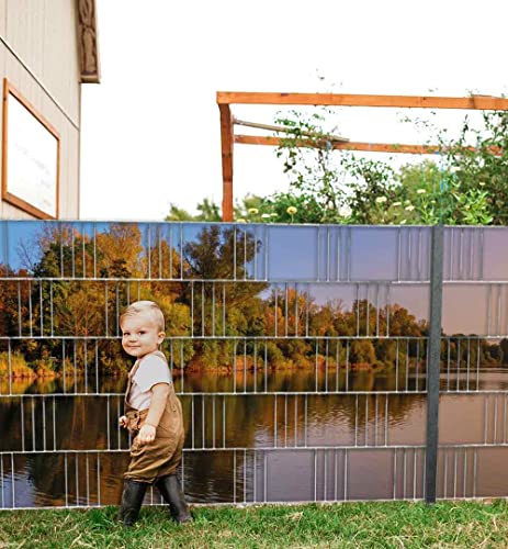 MyMaxxi Infinity Zaunsichtschutz | See 01 beide Teile Motiv 5 Streifen | Sichtschutzstreifen für Doppelstabmattenzaun | Windschutz Sonnenschutz Blickdicht | Sichtschutz Garten | Sichtschutz von MyMaxxi