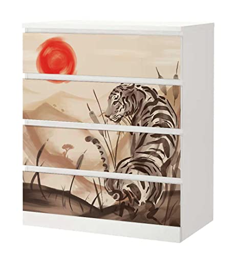 MyMaxxi | Klebefolie Möbel kompatibel mit IKEA Malm Kommode 4 Schubladen | Motiv Japanische Dämmerung | Möbelfolie selbstklebend | Dekofolie Tattoo Aufkleber Folie für Wohnzimmer und Kinderzimmer von MyMaxxi
