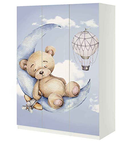 MyMaxxi | Klebefolie Möbel kompatibel mit IKEA Pax Schrank 3 Türen breit | Motiv Kinder Teddy Tiere | Möbelfolie selbstklebend | Dekofolie Tattoo Aufkleber Folie für Schlafzimmer und Kinderzimmer von MyMaxxi