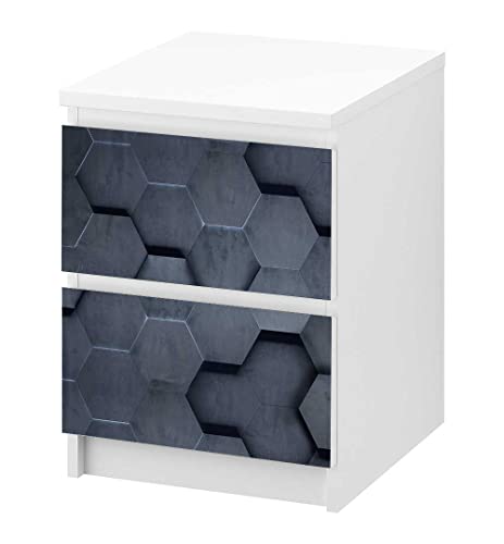 MyMaxxi - Klebefolie Möbel passend für IKEA Malm Kommode - Motiv Hexagon Muster schwarz - Möbelfolie selbstklebend - Dekofolie Tattoo Aufkleber Folie für Wohnzimmer, malm_Groesse:2 Schubladen von MyMaxxi