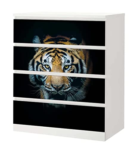 MyMaxxi - Klebefolie Möbel passend für IKEA Malm Kommode - Motiv Tiger Hunter Cat - Möbelfolie selbstklebend - Dekofolie Tattoo Aufkleber Folie für Wohnzimmer, malm_Groesse:4 Schubladen MyMaxxi - Klebefolie Möbel passend für IKEA Malm Kommode - Motiv Tiger Hunter Cat - Möbelfolie selbstklebend - Dekofolie Tattoo Aufkleber Folie für Wohnzimmer, malm_Groesse:4 Schubladen von MyMaxxi