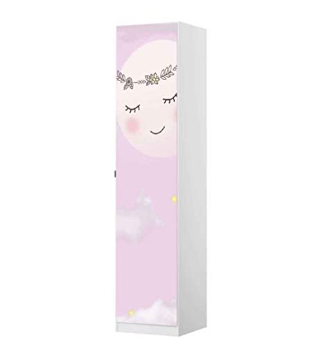 MyMaxxi | Klebefolie Möbel passend für IKEA Pax Schrank 1 Tür | Motiv Mond pink Kinder | Möbelfolie selbstklebend | Dekofolie Tattoo Aufkleber Folie für Schlafzimmer und Kinderzimmer von MyMaxxi