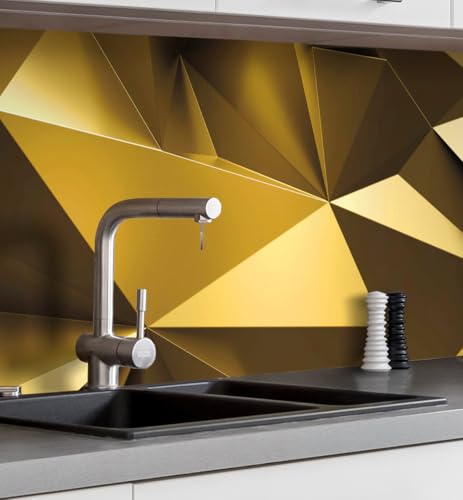 MyMaxxi Küchenrückwand Folie selbstklebend matt Versteift - einfache Montage ohne Bohren - Motiv Gold-Polygone - 60cm hoch - Spritzschutz Küche Klebefolie - Elegant Kunstwerk 280 x 60 cm MyMaxxi Küchenrückwand Folie selbstklebend matt Versteift - einfache Montage ohne Bohren - Motiv Gold-Polygone - 60cm hoch - Spritzschutz Küche Klebefolie - Elegant Kunstwerk 280 x 60 cm von MyMaxxi