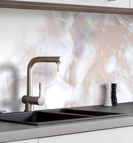 MyMaxxi Küchenrückwand Folie selbstklebend matt Versteift - einfache Montage ohne Bohren - Motiv Marmor Bronze 60cm hoch - Spritzschutz Küche Klebefolie - Steine Mauer 180 x 60cm von MyMaxxi