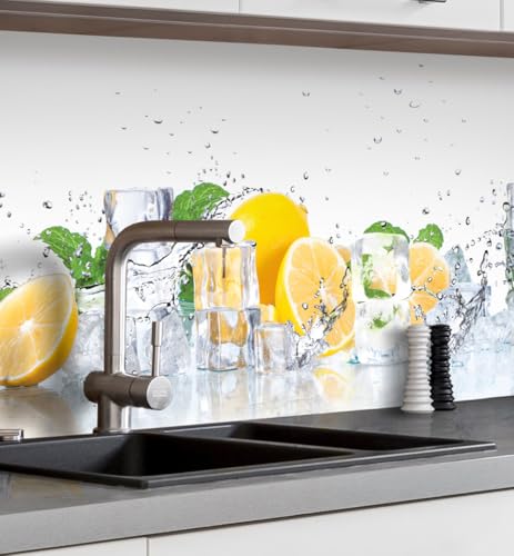 MyMaxxi Küchenrückwand Folie selbstklebend matt - einfache Montage ohne Bohren - Motiv Zitrone - 60cm hoch - Spritzschutz Küche Klebefolie - Obst Blätter 340 x 60cm MyMaxxi Küchenrückwand Folie selbstklebend matt - einfache Montage ohne Bohren - Motiv Zitrone - 60cm hoch - Spritzschutz Küche Klebefolie - Obst Blätter 340 x 60cm von MyMaxxi