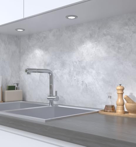 MyMaxxi Küchenrückwand Folie selbstklebend matt - einfache Montage ohne Bohren 0,4mm stark Versteift - Motiv Beton in Marmor Optik 60cm hoch - Spritzschutz Küche Klebefolie - Mauer Wand 220 x 60cm von MyMaxxi