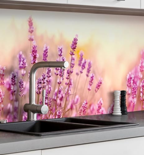 MyMaxxi Küchenrückwand Folie selbstklebend matt - einfache Montage ohne Bohren - Motiv Blume 01-60cm hoch - Spritzschutz Küche Klebefolie - Blumen Natur Wiese 220 x 60 cm von MyMaxxi