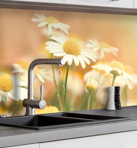 MyMaxxi Küchenrückwand Folie selbstklebend matt - einfache Montage ohne Bohren 0,4mm stark Versteift - Motiv Blume 05 60cm hoch - Spritzschutz Küche Klebefolie - Wiese Natur 220 x 60 cm von MyMaxxi