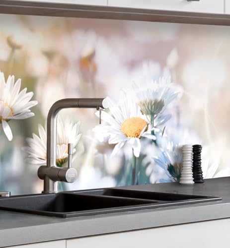 MyMaxxi Küchenrückwand Folie selbstklebend matt Versteift - einfache Montage ohne Bohren - Motiv Blume 06-60cm hoch - Spritzschutz Küche Klebefolie - Wiese Natur 80 x 60cm von MyMaxxi