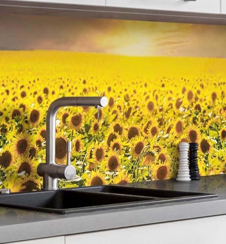 MyMaxxi Küchenrückwand Folie selbstklebend matt - einfache Montage ohne Bohren 0,4mm stark Versteift - Motiv Blume 07-60cm hoch - Spritzschutz Küche Klebefolie - Natur Wiese 400 x 60cm von MyMaxxi