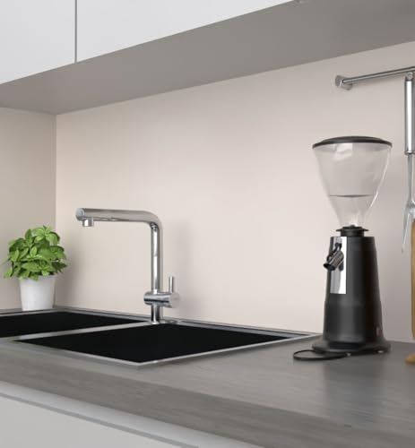 MyMaxxi Küchenrückwand Folie selbstklebend matt - einfache Montage ohne Bohren 0,4mm stark Versteift - Motiv Farbe Meersand unifarben 60cm hoch - Spritzschutz Küche Klebefolie ? beige 400 x 60cm von MyMaxxi