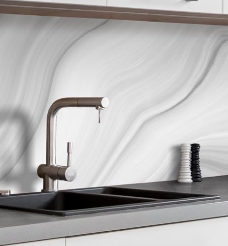 MyMaxxi Küchenrückwand Folie selbstklebend matt - einfache Montage ohne Bohren 0,4mm stark Versteift - Motiv Marmor grau 60cm hoch - Wandbild Küche - Wand-Deko - Steine Mauer Farbverlauf 180 x 60cm von MyMaxxi