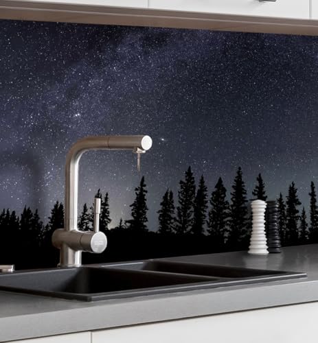 MyMaxxi Küchenrückwand Folie selbstklebend matt - einfache Montage ohne Bohren 0,4mm stark Versteift - Motiv Sternenhimmel - 60cm hoch - Spritzschutz Küche Klebefolie - Sterne Nachthimmel 60 x 60cm von MyMaxxi