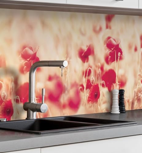MyMaxxi Küchenrückwand Folie selbstklebend matt - einfache Montage ohne Bohren - Motiv Blume 04-60cm hoch - Spritzschutz Küche Klebefolie - Wiese Natur 220 x 60 cm von MyMaxxi