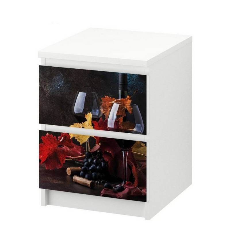 MyMaxxi Möbelfolie Kommodenaufkleber Malm Glas mit Rotwein Klebefolie Möbelfolie Folie, (Ein Aufkleber je Schublade) von MyMaxxi