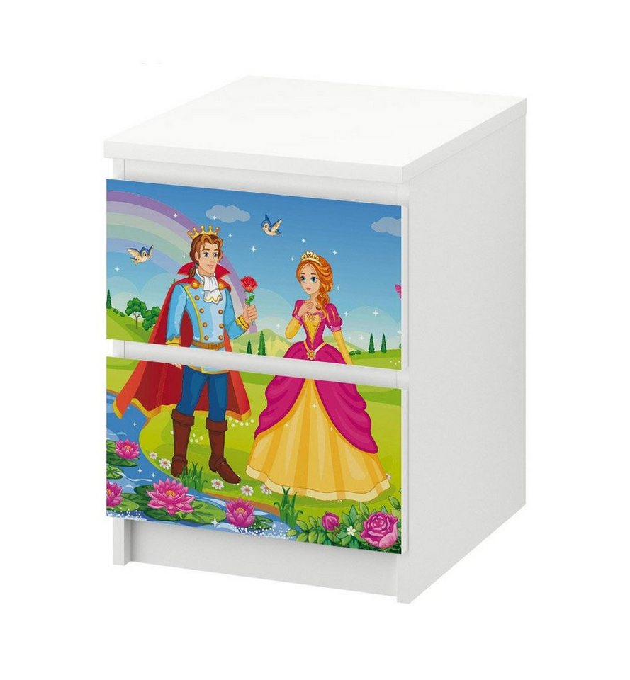 MyMaxxi Möbelfolie Kommodenaufkleber Malm Prinzessin und Prinz am Schlossgarten Folie, (Prinzessin und Prinz am Schloss, 1St.}, Ein Aufkleber je Schublade), Selbstklebend von MyMaxxi
