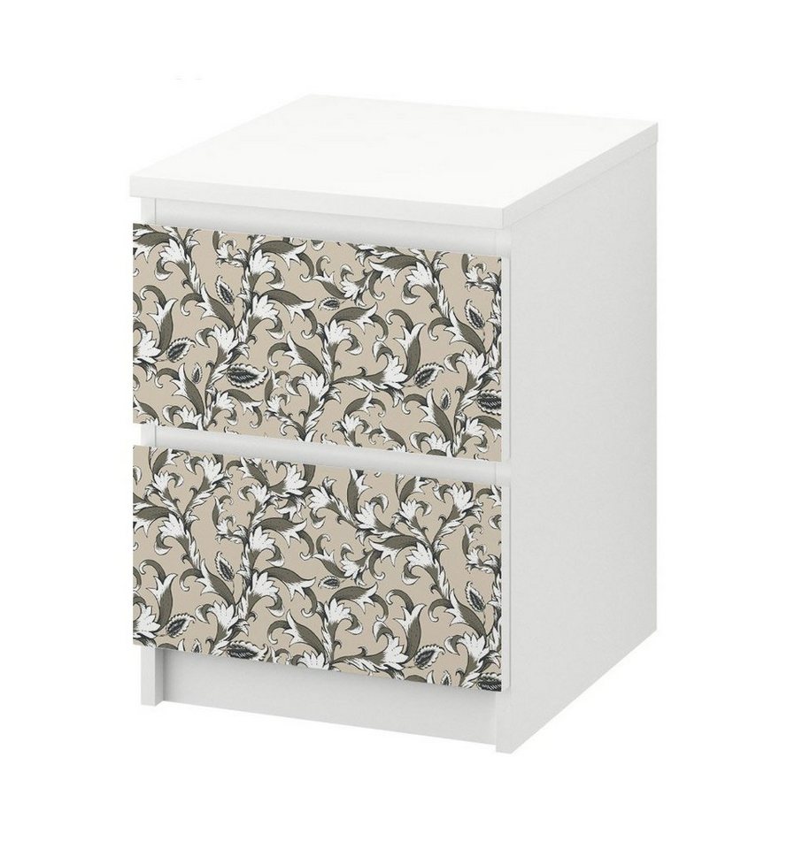 MyMaxxi Möbelfolie Kommodenaufkleber Malm Vintage Blatt Ornamente Klebefolie Möbelfolie, (Vintage Tapete Blätter, }, Ein Aufkleber je Schublade), Selbstklebend von MyMaxxi