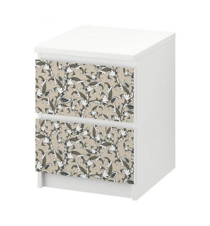 MyMaxxi Möbelfolie Kommodenaufkleber Malm Vintage Blatt Ornamente Klebefolie Möbelfolie, (Vintage Tapete Blätter, }, Ein Aufkleber je Schublade), Selbstklebend von MyMaxxi