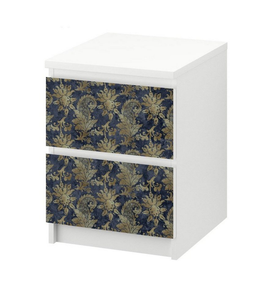 MyMaxxi Möbelfolie MyMaxxi - Klebefolie Möbel kompatibel mit IKEA Malm Kommode - Motiv Vintage blaue Ornamente Flora - Möbelfolie selbstklebend - Dekofolie Tattoo Aufkleber Folie - Pflanzen Blätter von MyMaxxi